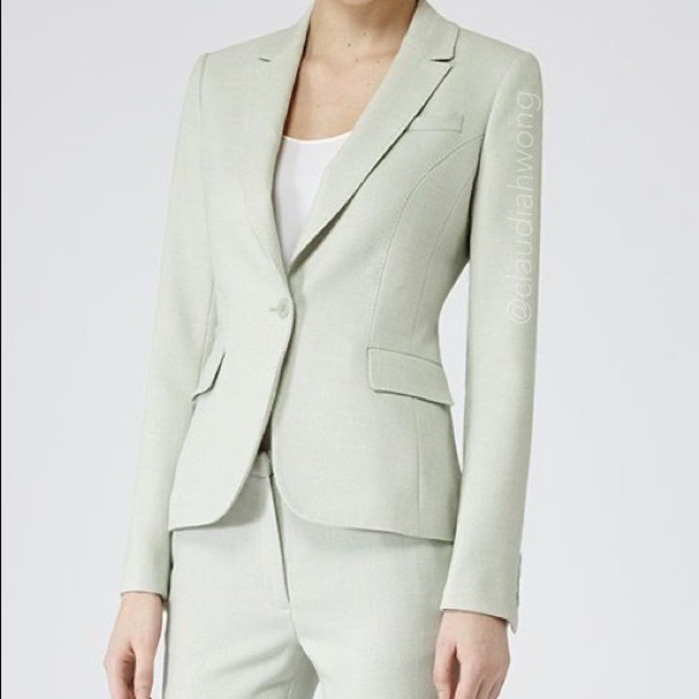 REISS Raffa Wool Blazer Jacket in Mist Green